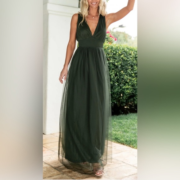 NEW Baltic Born Kamila Tulle Maxi Dress Juniper Green medium - Picture 12 of 13